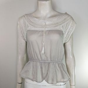 HD in Paris Gray White Short Sleeveless Lace Trim Size 0 Boho